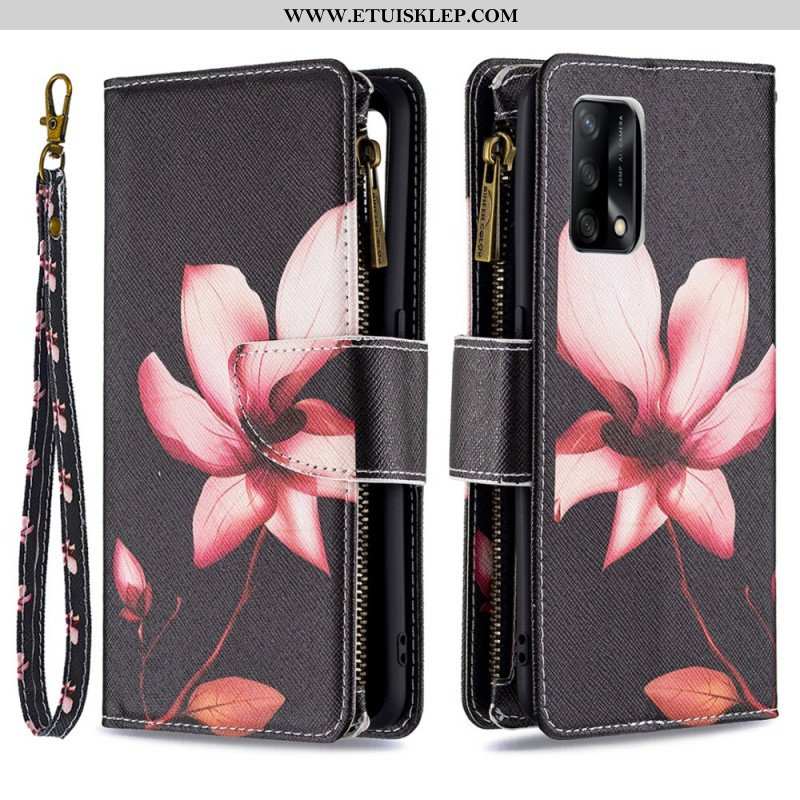 Etui Folio do Oppo A74 4G Kieszonka Zapinana Na Zamek W Kwiaty